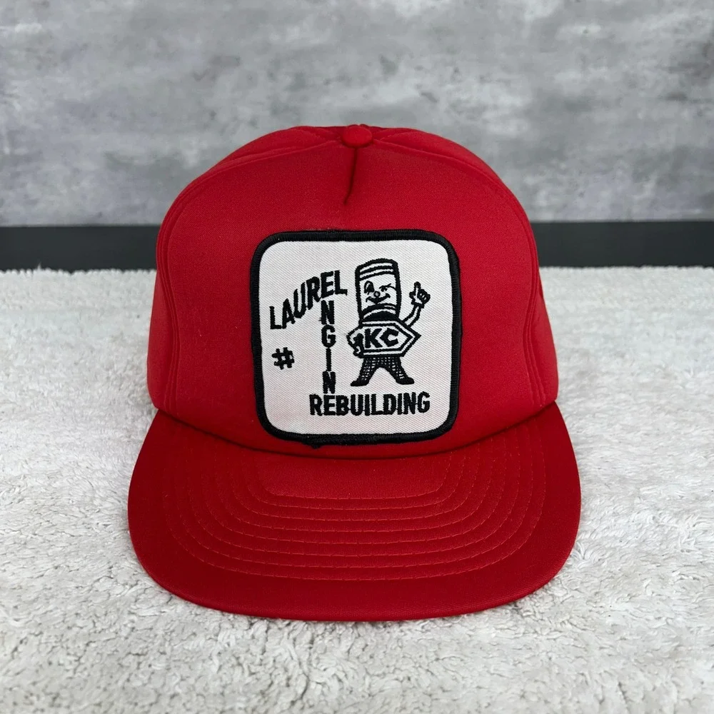 Vintage Laurel Engine Rebuilding Snapback Trucker Patch‎ Hat OSFA Workwear Cap
